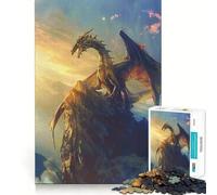 Puzzle da 1000 pezzi "Drago mistico su una scogliera" per ragazzi, ideale per migliorare la memoria, rilassante e divertente, con un design elegante (38x26cm)