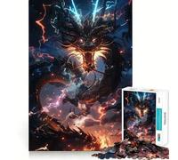 Puzzle da 1000 pezzi Drago nero con fulmine Gioco di precisione Divertimento assicurato,stimola la mente,ideale per momenti di relax,perfetto come decorazione natalizia 50x75cm