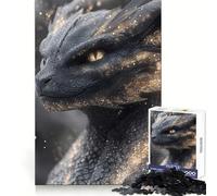 Puzzle da 1000 pezzi Drago Nero con Polvere Dorata per Adulti, Esercizio Mentale, Piacevole Tempo Libero, Incastro Perfetto, (50x75cm)