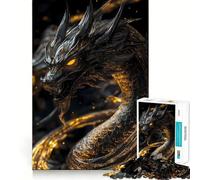 Puzzle da 1000 pezzi Drago Nero con Squame Dorate,Bordo Senza Giuntura,Gioco Divertente che Stimola la Mente,Divertimento per il Tempo Libero,Regalo Artistico di Natale 38x52cm