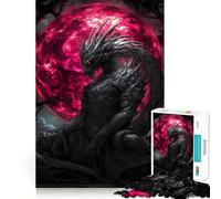 Puzzle da 1000 pezzi Drago Nero sotto la Luna di Sangue,con bordi sottili,giocattolo creativo,per il tempo libero,regalo di compleanno 50x75cm