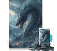 Puzzle da 1000 pezzi Drago nero tra le montagne Taglio impeccabile Divertente gioco rompicapo cognitivo,gioco per il tempo libero,regalo artistico di Natale 38x26cm