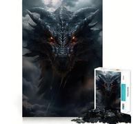 Puzzle da 1000 pezzi Drago nero tra le nuvole Taglio perfetto Divertente gioco rompicapo cognitivo,gioco per il tempo libero,regalo artistico di Natale 38x26cm