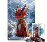 Puzzle da 1000 pezzi "Drago rosso in inverno" per adulti, gioco di logica antistress, taglio di precisione, regalo per le festività (38x52cm)
