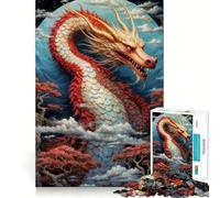 Puzzle da 1000 pezzi Drago Rosso per adulti e ragazzi, gioco di logica solido, silenzioso e divertente, taglio di precisione, Babbo Natale, scegli il tuo desiderio (38x26cm)