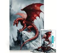 Puzzle da 1000 pezzi "Drago rosso sulla cima innevata" per adolescenti, gioco di logica, momento di pace, taglio perfetto, lista dei desideri di Babbo Natale (38x26cm)