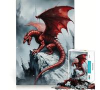 Puzzle da 1000 pezzi "Drago rosso sulla cima innevata" per ragazzi, gioco di logica, divertimento rilassante, taglio preciso, regalo artistico (50x75cm)