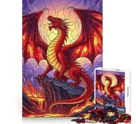 Puzzle da 1000 pezzi "Drago rosso sulla scogliera" per adolescenti, ideale per rafforzare la memoria e il legame familiare, con bordi precisi e un regalo pensato con cura (38x52cm)