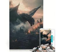 Puzzle da 1000 pezzi Drago sulla città in fiamme, decorazione da parete, divertente antistress, gioco stimolante, regalo 38x26cm