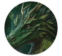 Puzzle da 1000 pezzi, drago verde della giungla, puzzle rotondo da 1000 pezzi, attività educativa per lo sviluppo delle abilità cognitive (dimensioni 67,5x67,5 cm)