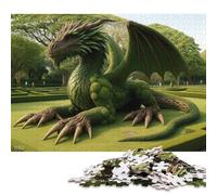 Puzzle da 1000 pezzi Drago verde Topiario nel labirinto del giardino Puzzle quadrati, per adulti e puzzle di cartone Gioco impegnativo 38x26 cm/1000 pezzi