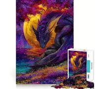Puzzle da 1000 pezzi "Drago viola in riva al mare" per adulti, gioco intelligente da assemblare insieme, regalo stagionale (38x26cm)