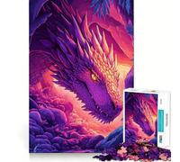 Puzzle da 1000 pezzi "Drago viola nella caverna" per ragazzi, gioco di logica, giocattolo per la casa, divertimento assicurato, taglio preciso, regalo perfetto (50x75cm)