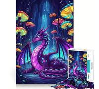 Puzzle da 1000 pezzi "Drago viola nella grotta dei funghi" per ragazzi, gioco intelligente, momento di relax, immagine da assemblare, regalo adorabile (50x75cm)
