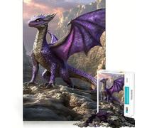 Puzzle da 1000 pezzi "Drago viola sulla scogliera" per ragazzi, gioco intelligente, momento di relax, immagine da assemblare, regalo adorabile (50x75cm)