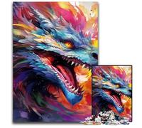 Puzzle da 1000 pezzi, drago volante, puzzle in legno per adulti, divertimento serale in famiglia, opera d'arte decorativa fai da te, 50x75CM/19,68x29,52 pollici