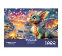 Puzzle da 1000 pezzi "Dragon at Dawn", grazioso piccolo drago, per adulti dai 12 anni in su, giochi educativi, decorazioni per la casa, sfida ad alta difficoltà di compleanno, 70x50 cm