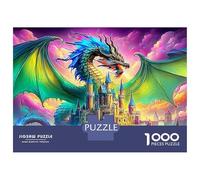Puzzle da 1000 pezzi Dragon Phoenix, drago blu sopra il castello, giochi educativi per adulti, decorazione per la casa, sfida ad alta difficoltà, regalo di compleanno per uomini e donne, 38x26 cm