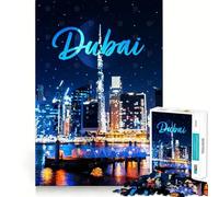 Puzzle da 1000 pezzi "Dubai Pier Night Moon" - Gioco di assemblaggio pulito e intelligente - Regalo per rilassarsi - Decorazione natalizia (38x26cm)
