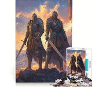 Puzzle da 1000 pezzi "Due cavalieri al tramonto" gioco educativo rilassante e stimolante per la mente ideale come decorazione da scrivania 38x52cm