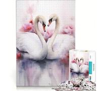 Puzzle da 1000 pezzi "Due cigni innamorati" decorazione da parete stimolante da completare per rafforzare l'amore tra le coppie 38x52cm