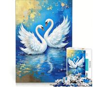 Puzzle da 1000 pezzi "Due cigni innamorati" gioco educativo rilassante e stimolante per la mente ideale come decorazione da scrivania 38x26cm