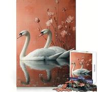Puzzle da 1000 pezzi "Due cigni nell'acqua con fiori" per adolescenti, ideale per stimolare la mente, rilassare e godersi il tempo libero Taglio preciso Un regalo delizioso (50x75cm)