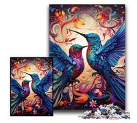 Puzzle da 1000 pezzi "Due colibrì colorati", puzzle impossibile per adulti, ideale per decorare la casa, allenare la mente e come regalo per le feste. Dimensioni: 26x38cm.