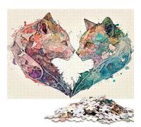 Puzzle da 1000 pezzi Due gatti amano Puzzle quadrati creativi per adulti e puzzle in legno Gioco impegnativo 1000 pezzi (75x50 cm)