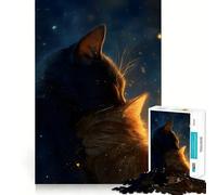 Puzzle da 1000 pezzi "Due gatti nella notte stellata", decorazione con bordi ben definiti, gioco cognitivo, divertente e rilassante, regalo di Natale (50x75cm)