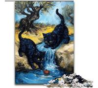 Puzzle da 1000 pezzi Due gatti neri, gioco per famiglie, antistress, sfida difficile, rafforza l'amore tra coppie, 26x38cm