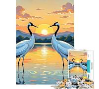 Puzzle da 1000 pezzi "Due gru al tramonto" - Gioco avvincente per coltivare la pazienza - Gioco divertente - Decorazione perfetta - Regalo di compleanno (Dimensioni 50x75cm)
