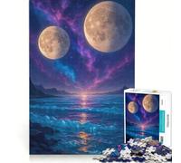 Puzzle da 1000 pezzi Due lune su un oceano cosmico gioco rompicapo sfida impegnativa ideale come regalo per tutta la famiglia 38x26cm