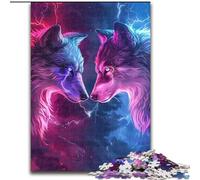 Puzzle da 1000 pezzi "Due lupi a colori" Puzzle in cartone, regalo perfetto per compleanni, Natale, Halloween, Ringraziamento, Pasqua 1000 pezzi(26x38cm)