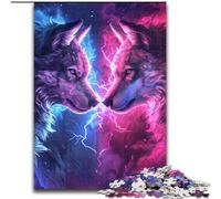 Puzzle da 1000 pezzi Due lupi a colori Puzzle in legno, gioco interattivo per famiglie, regalo fai da te per la casa, sfida mentale 1000 pezzi(50x75cm)