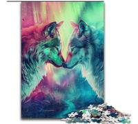 Puzzle da 1000 pezzi "Due lupi a colori" Realizzato in cartone, rompicapo stimolante per adolescenti, perfetto per decorare la casa o come regalo 1000 pezzi(26x38cm)