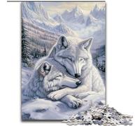 Puzzle da 1000 pezzi "Due lupi bianchi" Puzzle da 1000 pezzi per adulti, regalo perfetto per l'arredamento della casa, divertimento in famiglia, età 14+ (dimensioni 26x38cm)