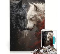 Puzzle da 1000 pezzi "Due lupi che combattono" decorazione da parete stimolante da completare per rafforzare l'amore tra le coppie 38x52cm