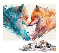 Puzzle da 1000 pezzi "Due lupi innamorati", per adulti e puzzle in legno, giochi educativi per bambini, 1000 pezzi (75x50 cm)