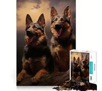 Puzzle da 1000 pezzi "Due pastori tedeschi al crepuscolo" con bordi ben definiti Divertente puzzle per risolvere problemi, facile da realizzare e ideale come regalo di Natale (50x75cm)