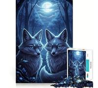 Puzzle da 1000 pezzi "Due volpi al chiaro di luna", taglio preciso, divertente sfida mentale, gioco per il tempo libero, compleanno, arte, gioco (38x26cm)