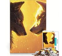 Puzzle da 1000 pezzi "Duello del lupo tra le fiamme" gioco pratico interazione genitore-figlio collezione d'artista opera d'arte 38x26cm