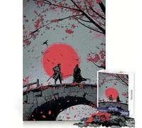 Puzzle da 1000 pezzi "Duello Samurai - Ponte di Pietra" per ragazzi, stimola la memoria, rilassante e divertente, con taglio di alta qualità, regalo elegante (38x26cm)