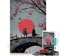 Puzzle da 1000 pezzi "Duello Samurai - Ponte di Pietra" per ragazzi, stimola la memoria, rilassante e divertente, con taglio di alta qualità, regalo elegante (38x26cm)