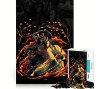 Puzzle da 1000 pezzi "Duello tra samurai in un paesaggio infuocato" per adolescenti, gioco di intelletto, relax mentale, taglio di qualità, regalo per le vacanze (50x75cm)