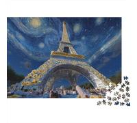 Puzzle Da 1000 Pezzi Eiffel Tower in Set Per Adulti, Carta Ecologica, The Eiffel Tower Under A Starry Artistic Night Sky Sfida E Allenamento Mentale, Regalo Per La Casa, 38x26cm/1000pcs