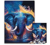 Puzzle da 1000 pezzi Elefante blu Puzzle impossibili per adulti Perfetto regalo di Natale, Opera d'arte fai da te 50x75CM/19,68x29,52 pollici