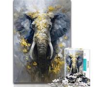 Puzzle da 1000 pezzi "Elefante d'oro" per adolescenti, regalo per antistress, sfida difficile, migliora l'amore tra coppie (75x50cm)
