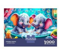 Puzzle da 1000 pezzi Elefante Elefantino che fa il bagno per adulti Gioco educativo Bellissima decorazione Sfida Alta difficoltà Regali di compleanno 38x26 cm/1000 pezzi