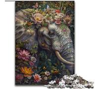 Puzzle da 1000 pezzi "Elefante floreale" per adulti e adolescenti, gioco stimolante e interazione tra genitori e figli in famiglia (26x38cm)
